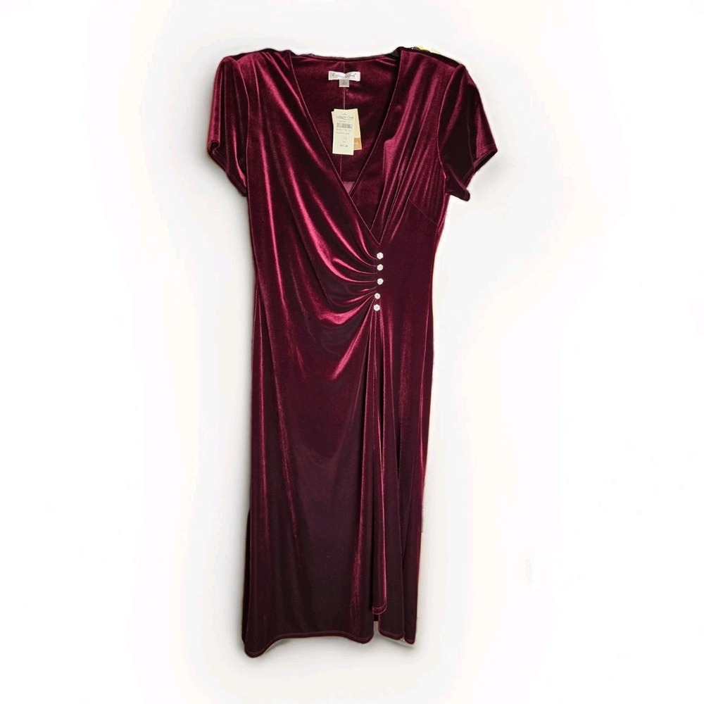 Coldwater Creek Dress Womens 10 Burgundy Velour NWT